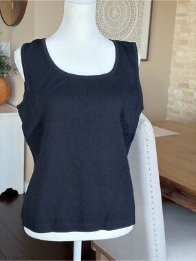 St. John Black Wool Blend Knit Top